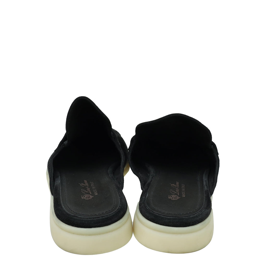 Loro Piana Black Babouche Charms Walk Mocassin Slipper 39