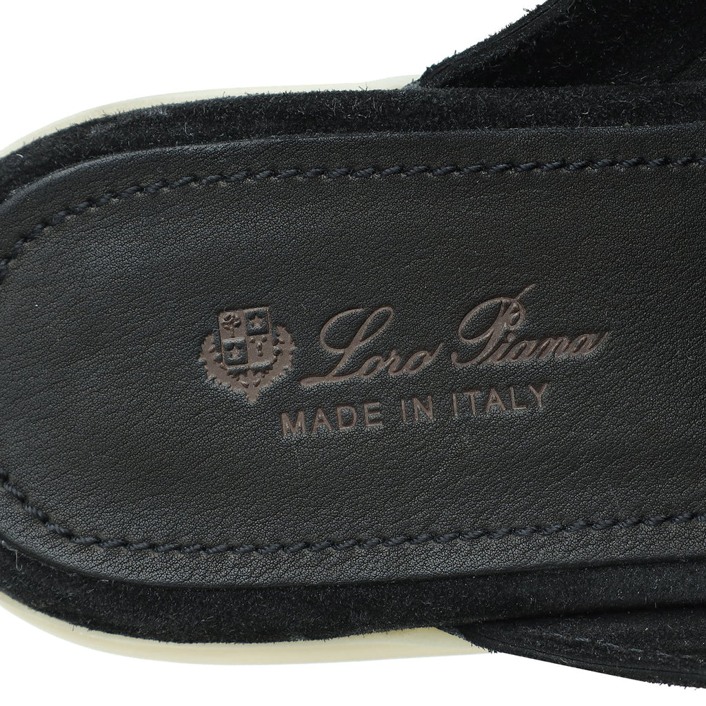 Loro Piana Black Babouche Charms Walk Mocassin Slipper 39