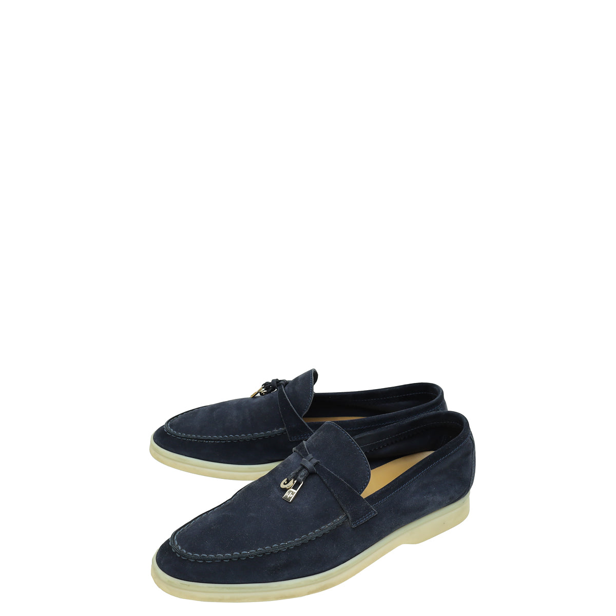 Loro Piana Navy Blue Summer Charm Walk Loafers 39