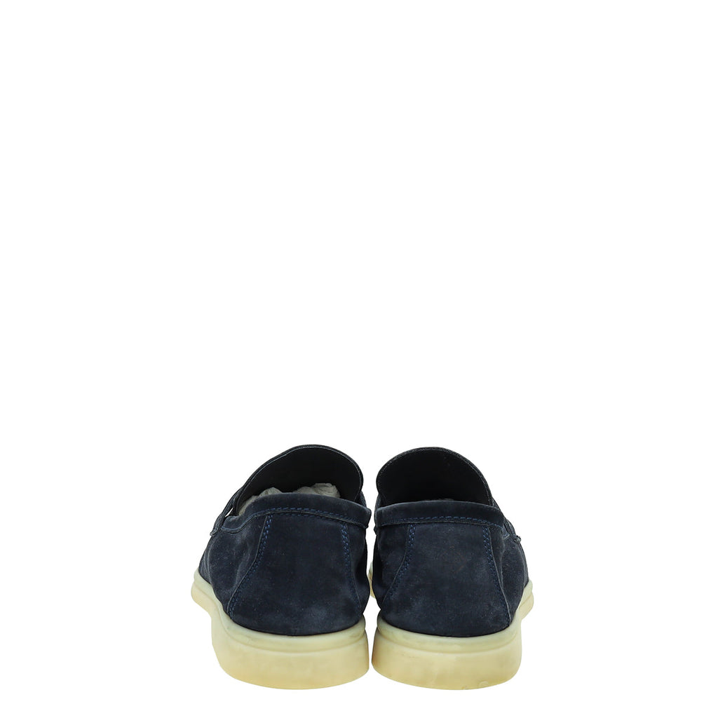Loro Piana Navy Blue Summer Charm Walk Loafers 39