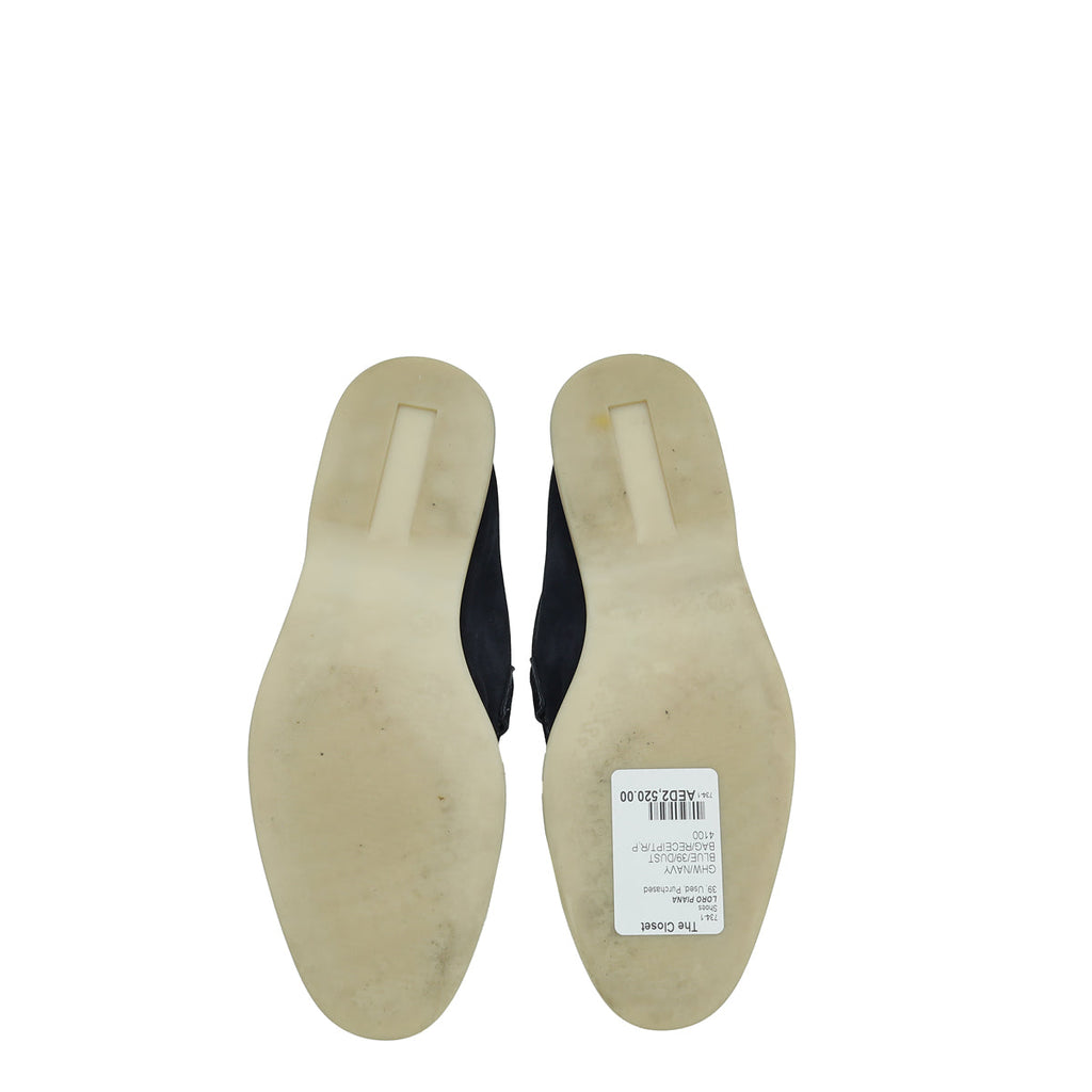 Loro Piana Navy Blue Summer Charm Walk Loafers 39