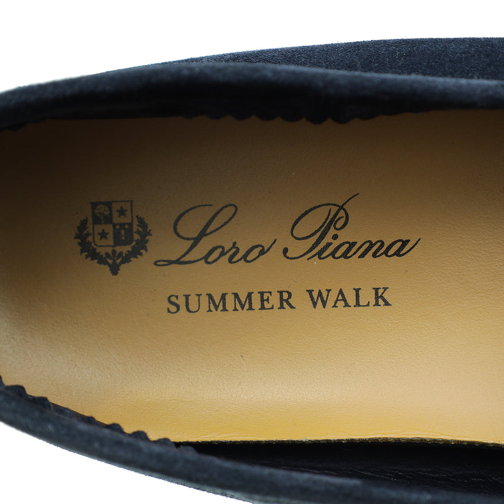 Loro Piana True Dark Blue Suede Summer Charms Walk Loafers 40