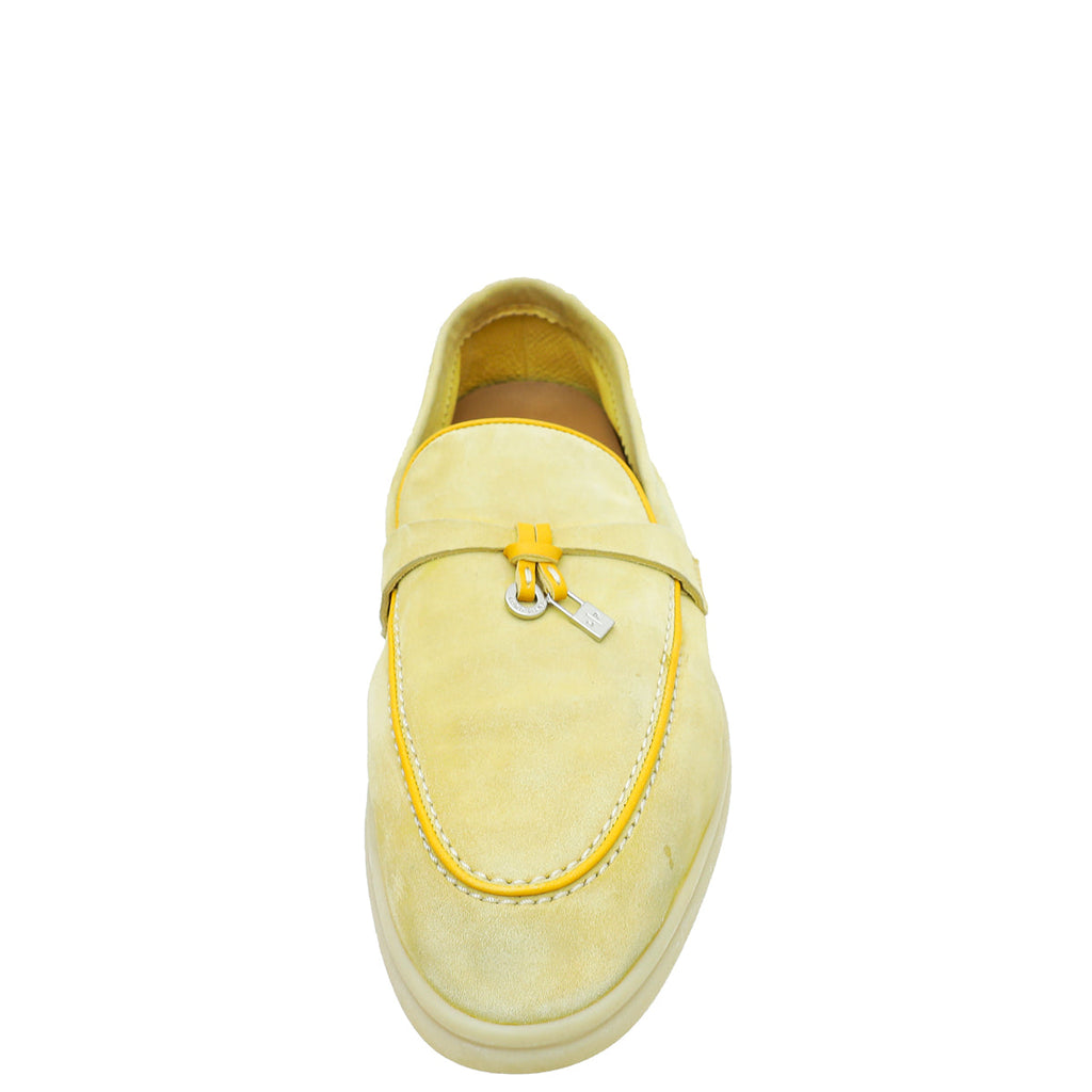 Loro Piana Light Yellow Summer Charms Walk Loafers 40