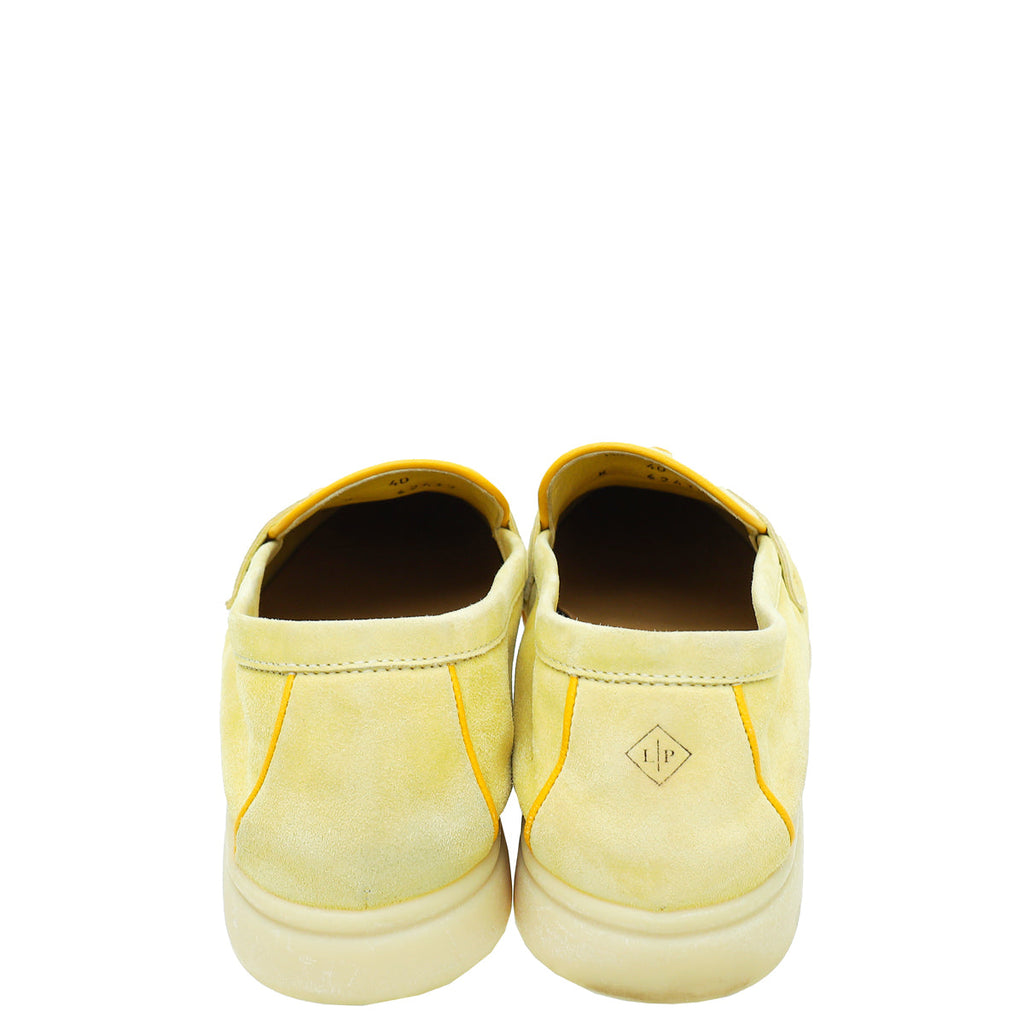 Loro Piana Light Yellow Summer Charms Walk Loafers 40