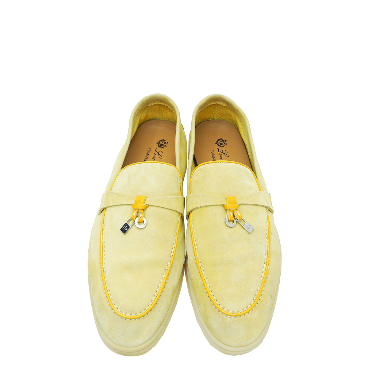 Loro Piana Light Yellow Summer Charms Walk Loafers 40