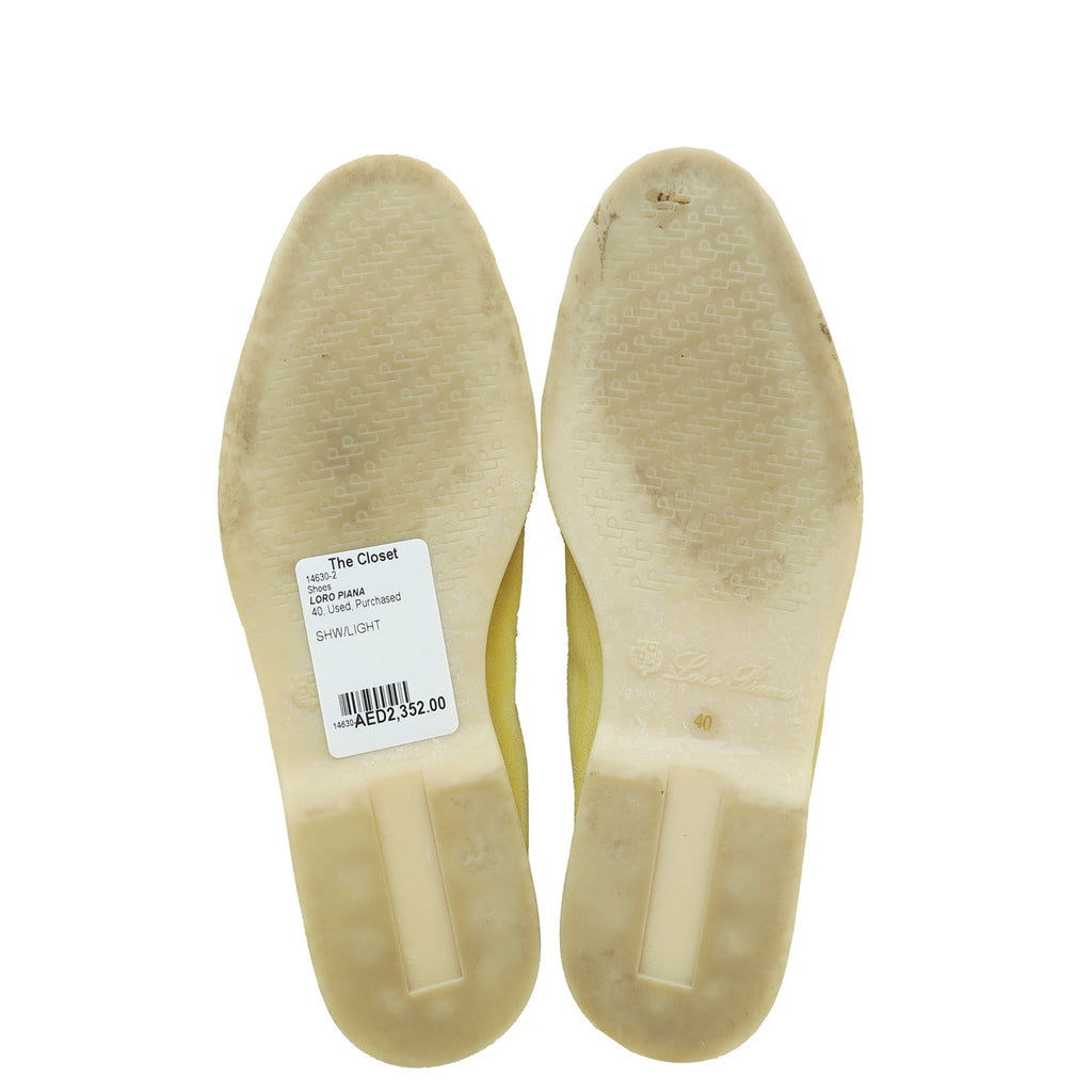 Loro Piana Light Yellow Summer Charms Walk Loafers 40