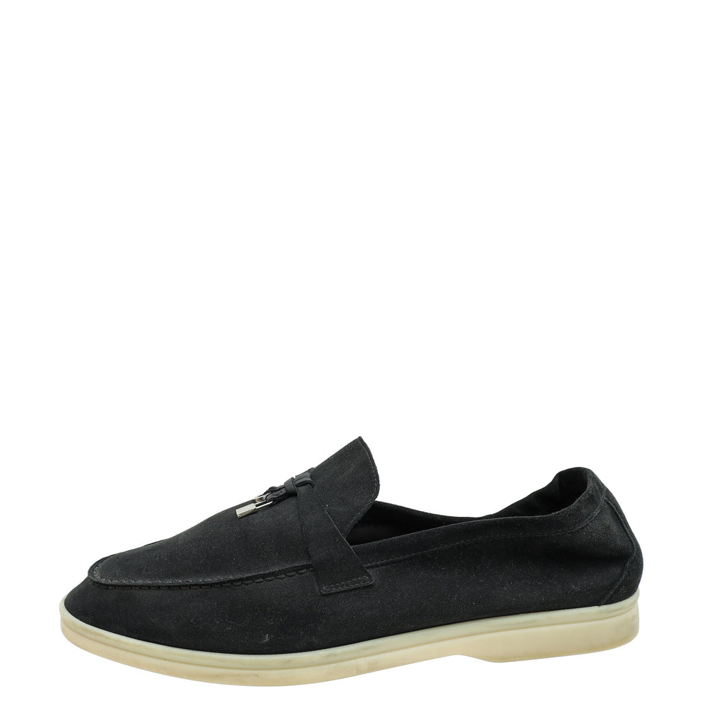 Loro Piana Black Summer Charms Walk Loafer 42