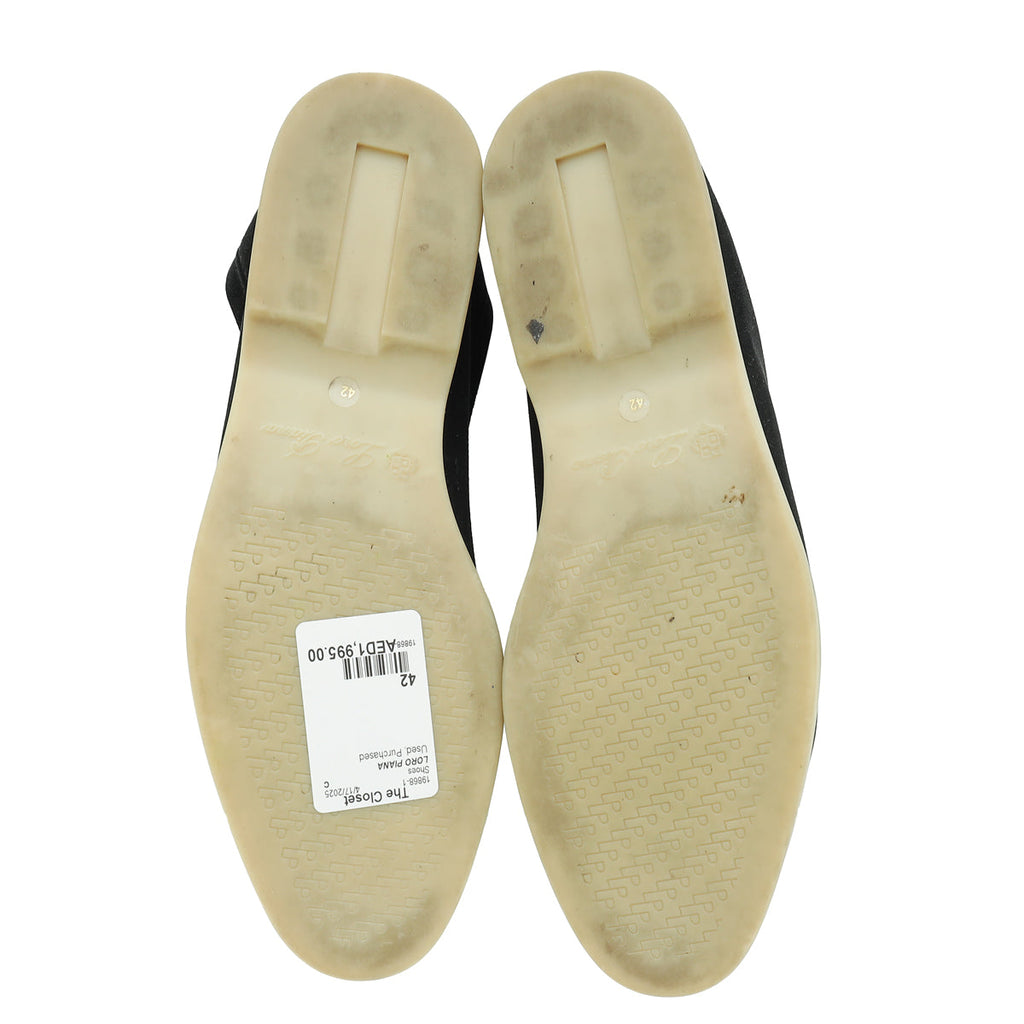 Loro Piana Black Summer Charms Walk Loafer 42
