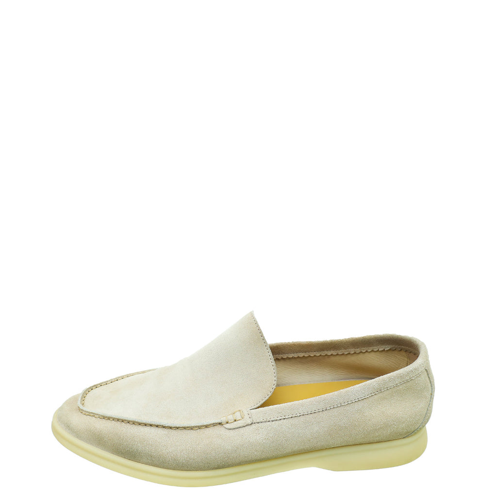 Loro Piana Pearl Gray Summer Walk Loafers 43