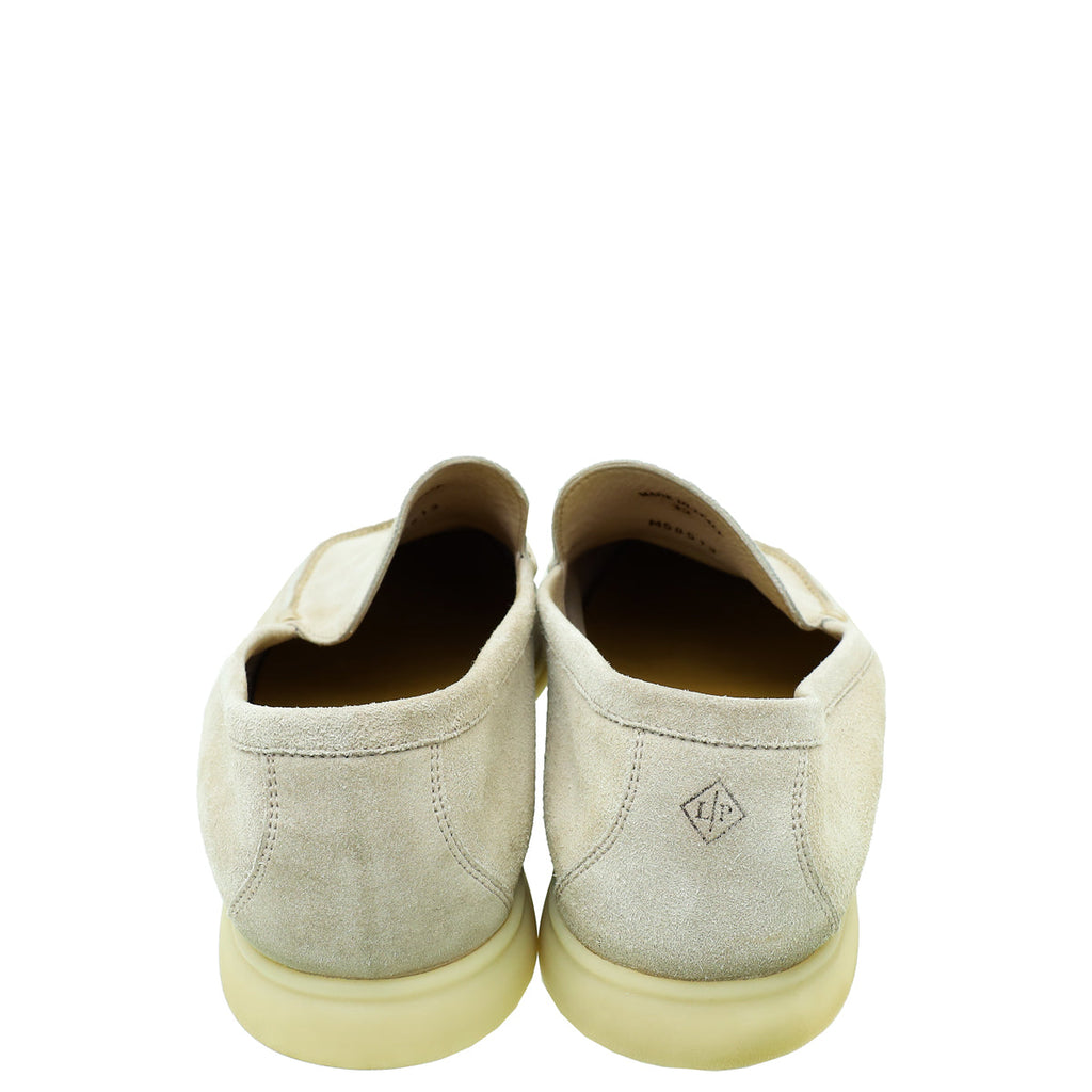Loro Piana Pearl Gray Summer Walk Loafers 43