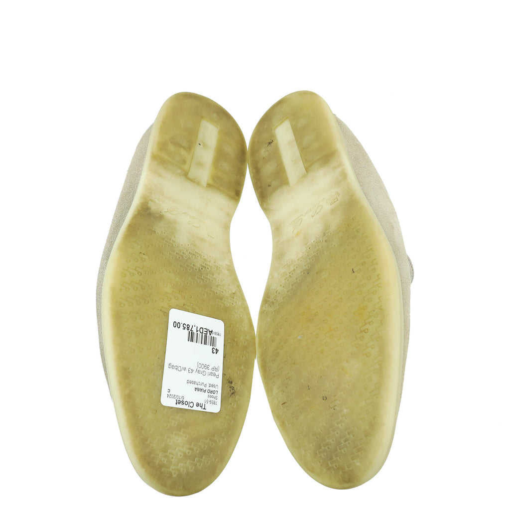 Loro Piana Pearl Gray Summer Walk Loafers 43