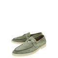 Loro Piana Army Grey Summer Charms Moccasin Loafer 37.5