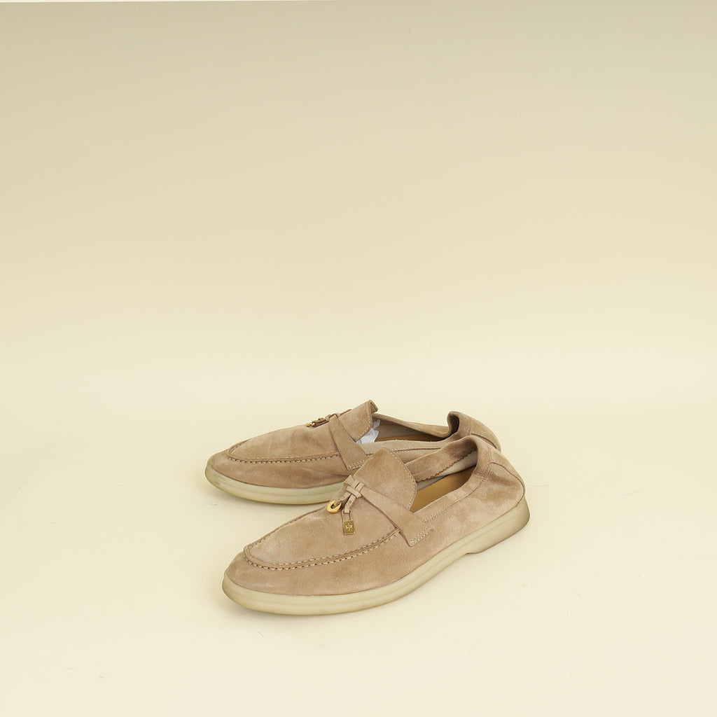 Loro Piana Sandstone Summer Charms Walk Loafers 36.5