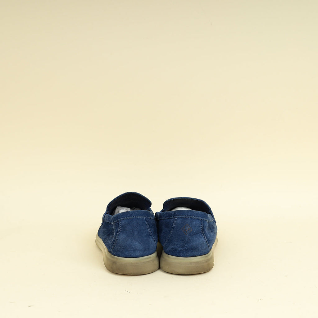 Loro Piana Dark Cerulean Summer Charms Walk Loafers 36.5
