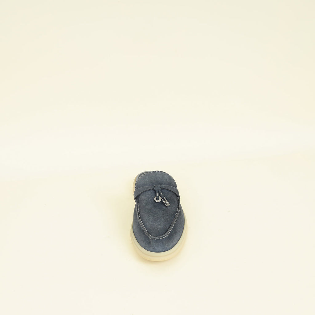 Loro Piana Dark Grey Charms Walk Babouche Loafer 37.5