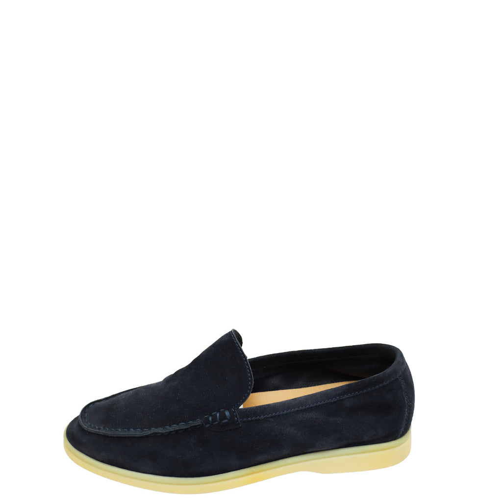 Loro Piana Navy Blue Summer Walk Loafers 37