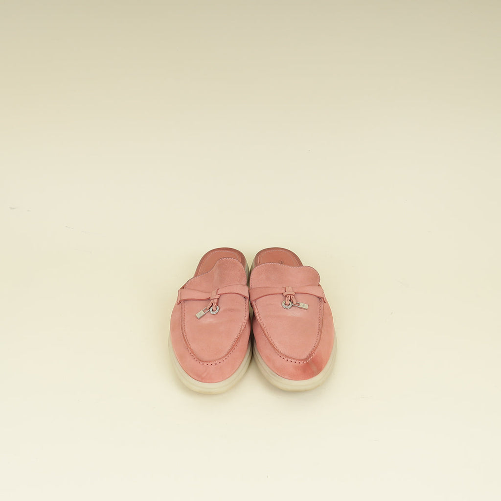 Loro Piana Sorbet Pink Babouche Charms Walk Loafer 38.5