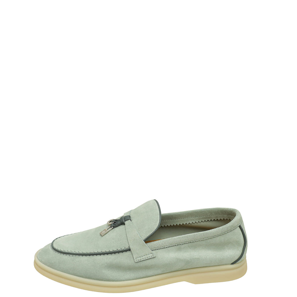 Loro Piana Eucalyptus Summer Charms Walk Loafers 38.5