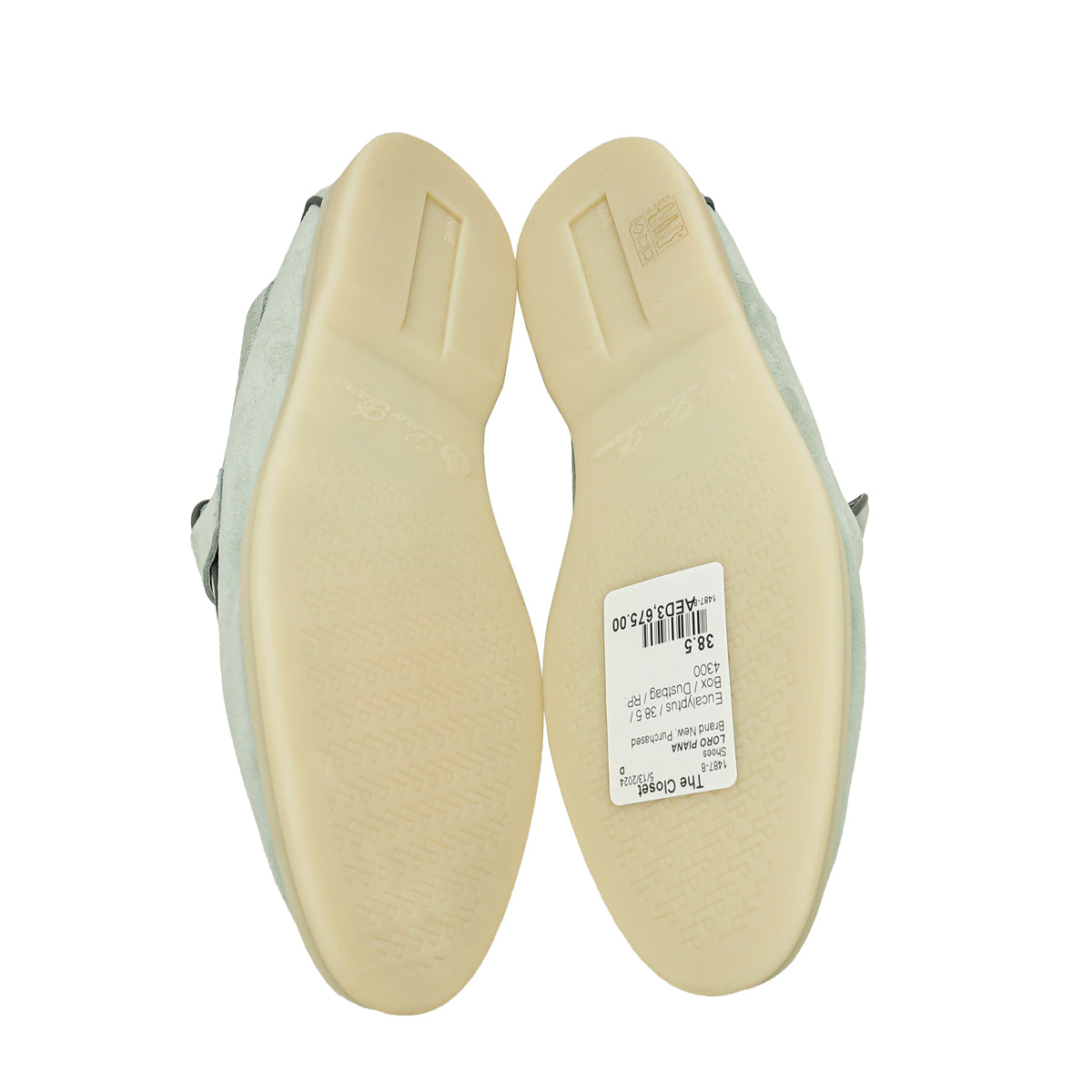 Loro Piana Eucalyptus Summer Charms Walk Loafers 38.5