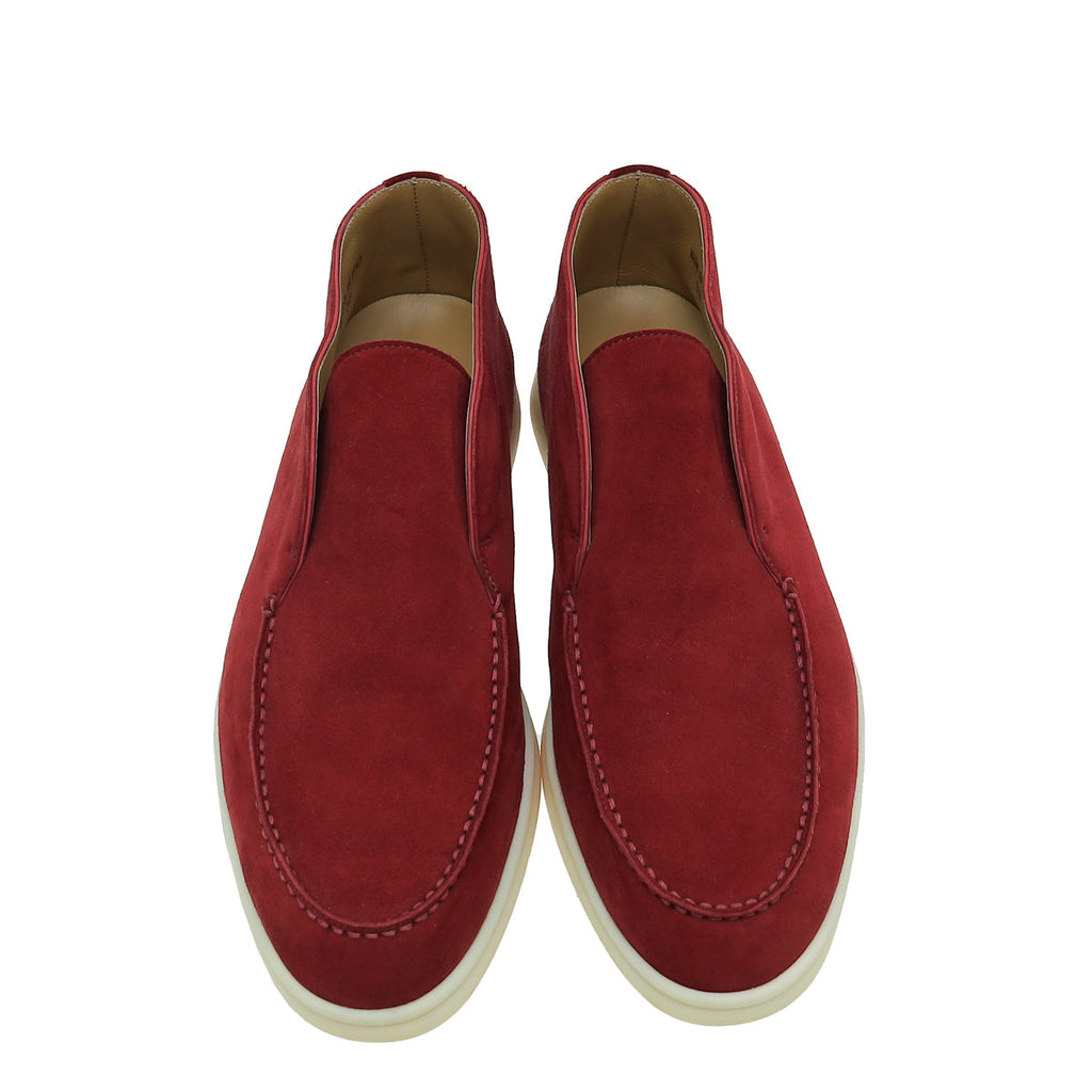 Loro Piana Dark Red Suede Open Walk Chukka Boots 38