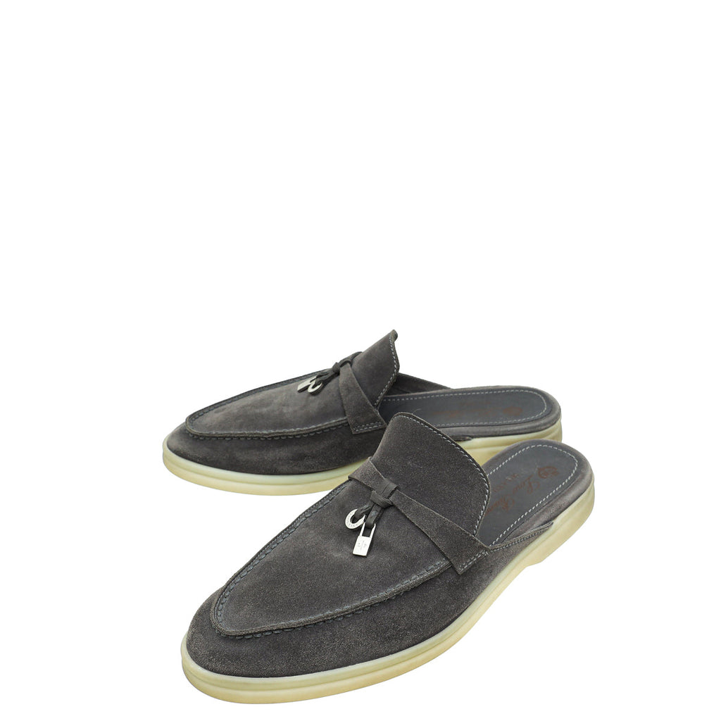 Loro Piana Grey Babouche Charms Walk Loafer 38