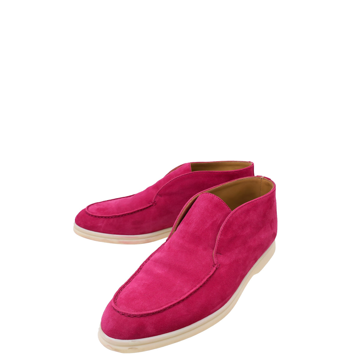 Loro Piana Fuchsia Suede Open Walk Chukka Boots 39