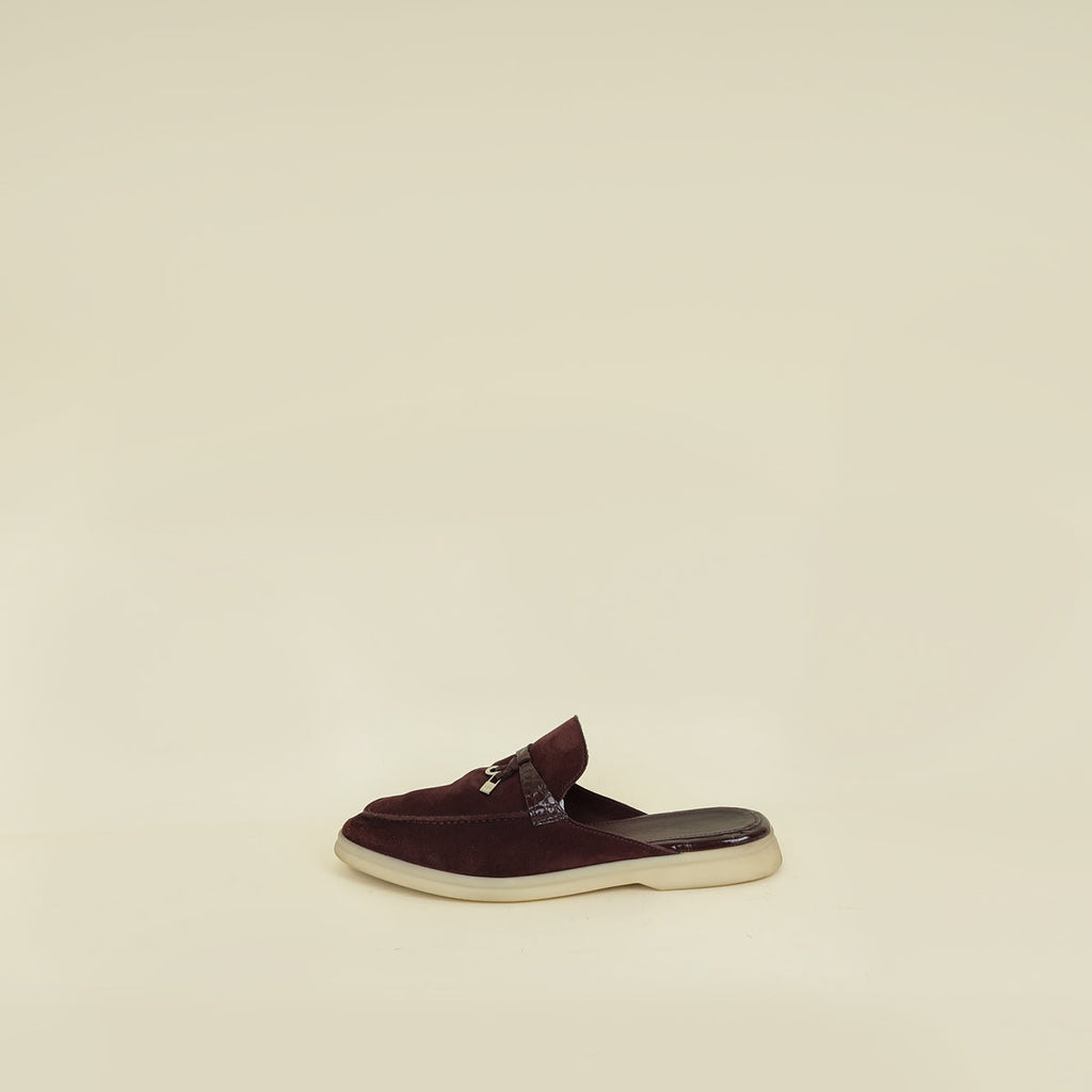 Loro Piana Oxblood Summer Charms Babouche Walk Loafer 39.5