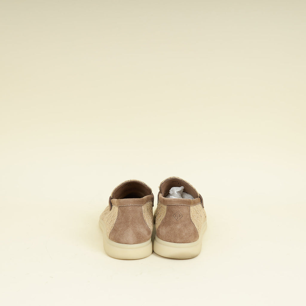 Loro Piana Bicolor Linen Summer Charms Walk Loafers 39.5