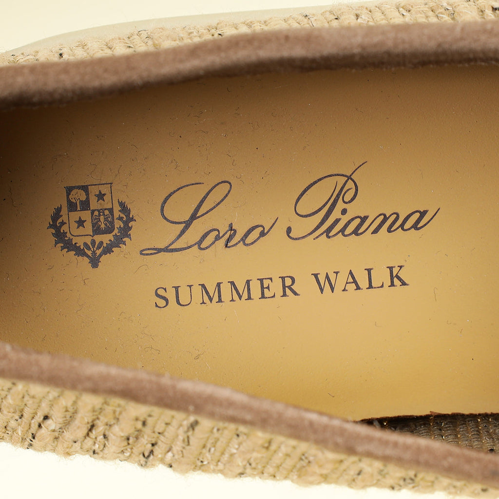 Loro Piana Bicolor Linen Summer Charms Walk Loafers 39.5