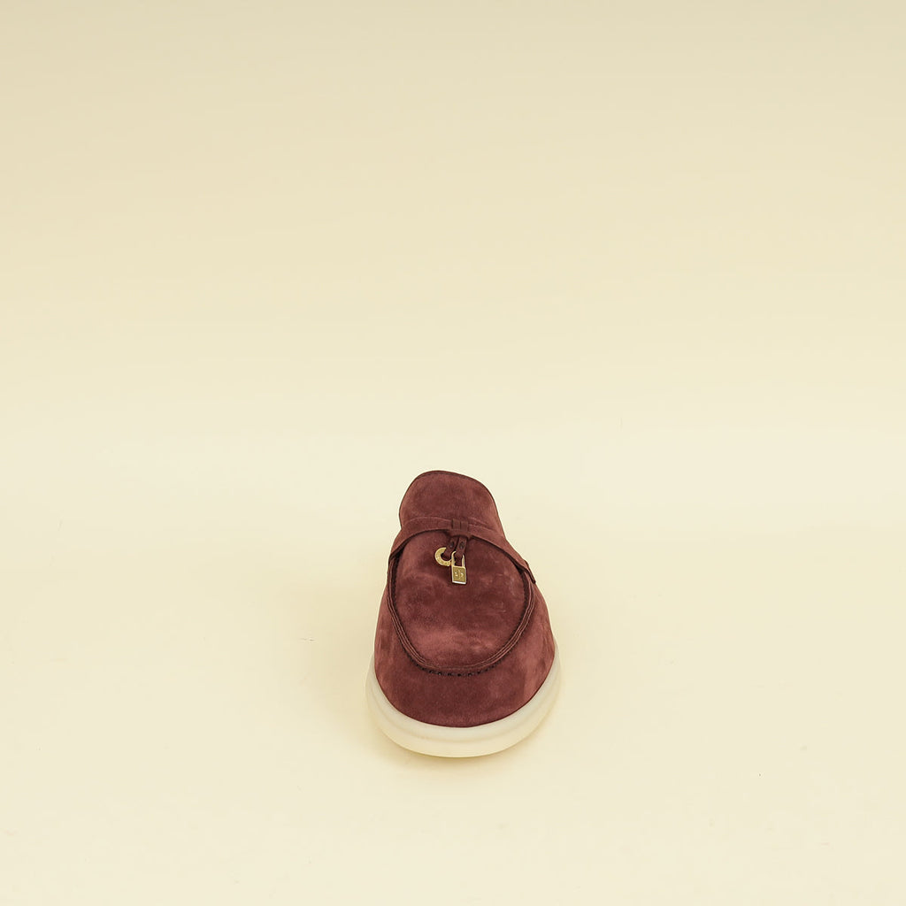 Loro Piana Oxblood Suede Babouche Charms Walk Loafer 39.5