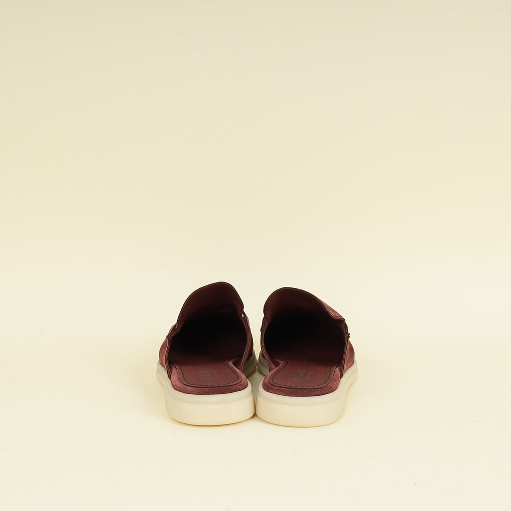 Loro Piana Oxblood Suede Babouche Charms Walk Loafer 39.5