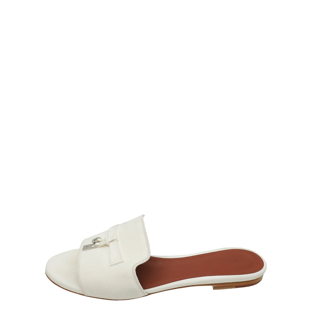 Loro Piana Whisper White Summer Charm Flat Sandal 39