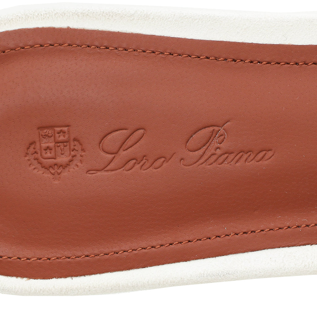 Loro Piana Whisper White Summer Charm Flat Sandal 39