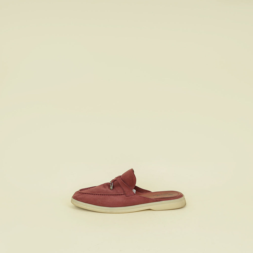 Loro Piana Old Rose Babouche Charms Walk Loafers 40