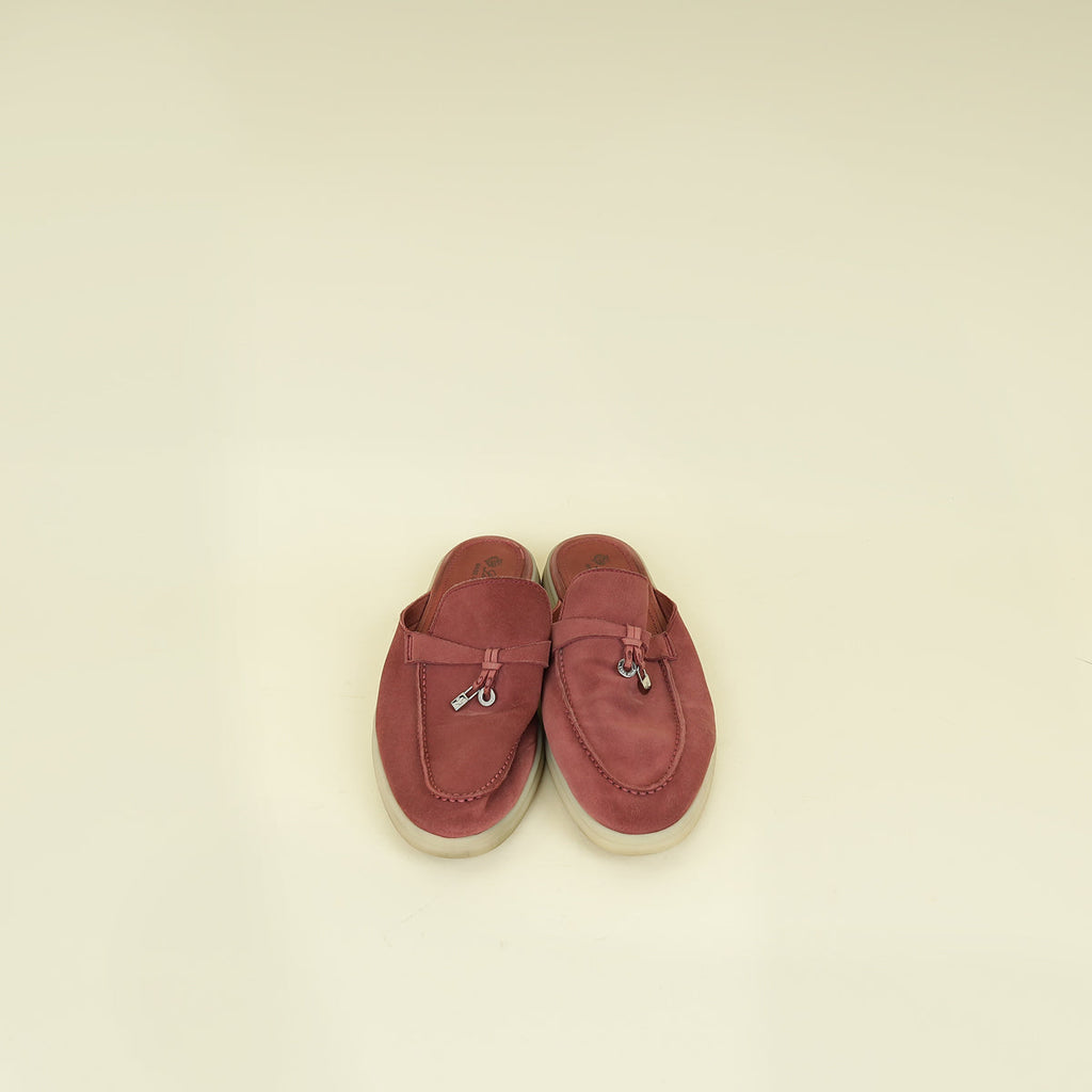 Loro Piana Old Rose Babouche Charms Walk Loafers 40