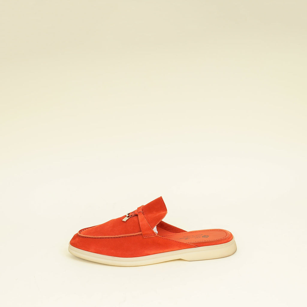 Loro Piana Orange Flamme Babouche Charms Walk Loafer 40
