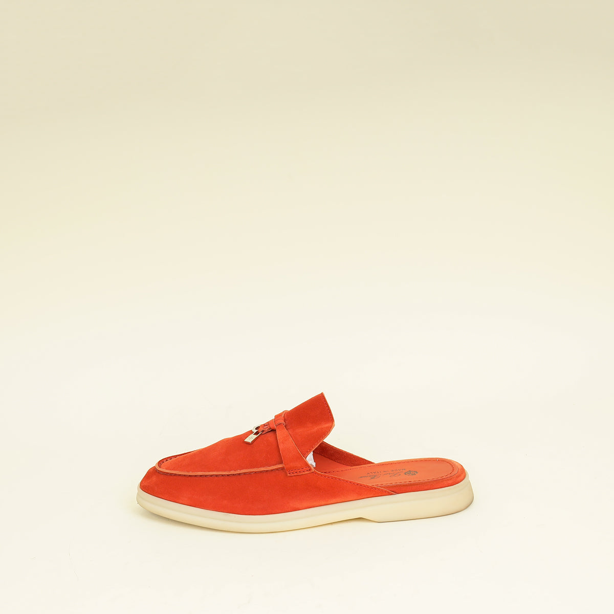 Loro Piana Orange Flamme Babouche Charms Walk Loafer 40