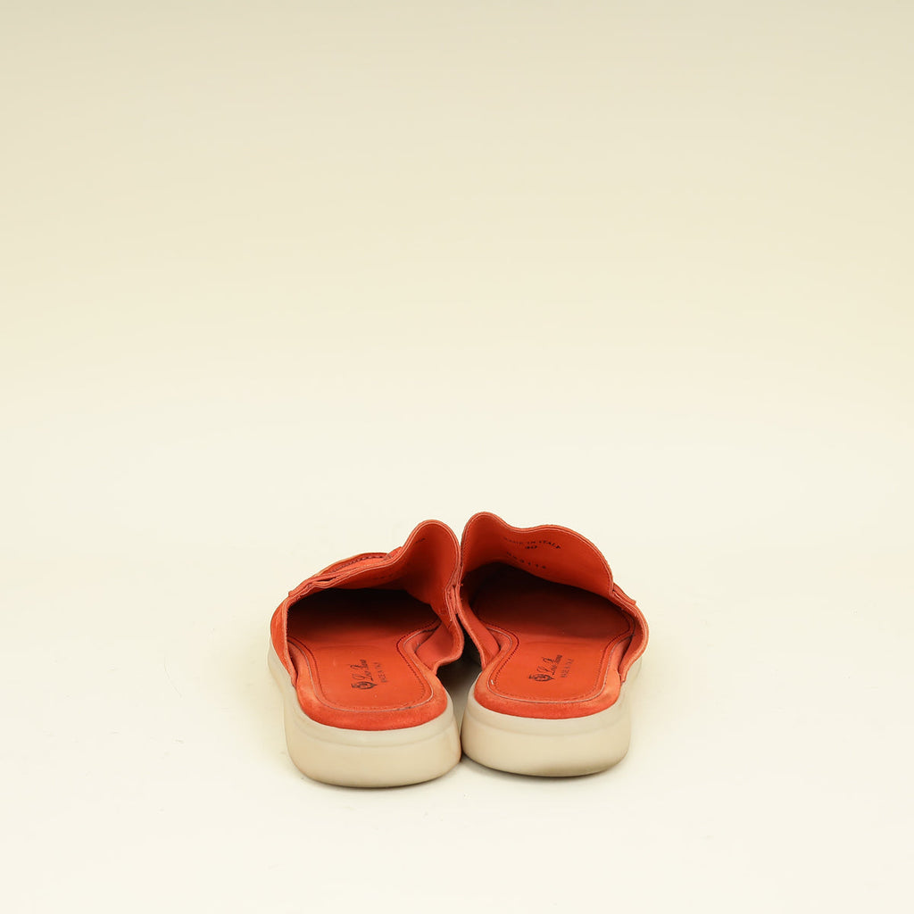 Loro Piana Orange Flamme Babouche Charms Walk Loafer 40