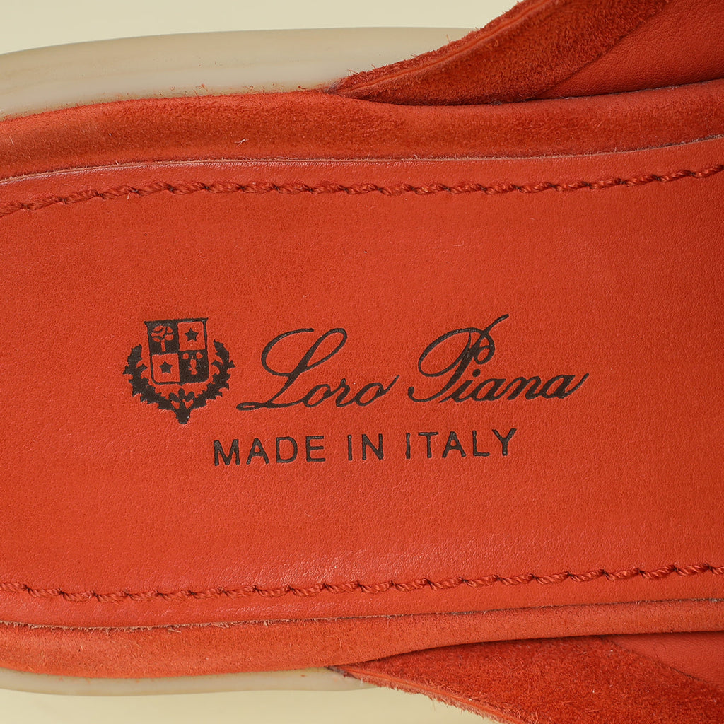 Loro Piana Orange Flamme Babouche Charms Walk Loafer 40