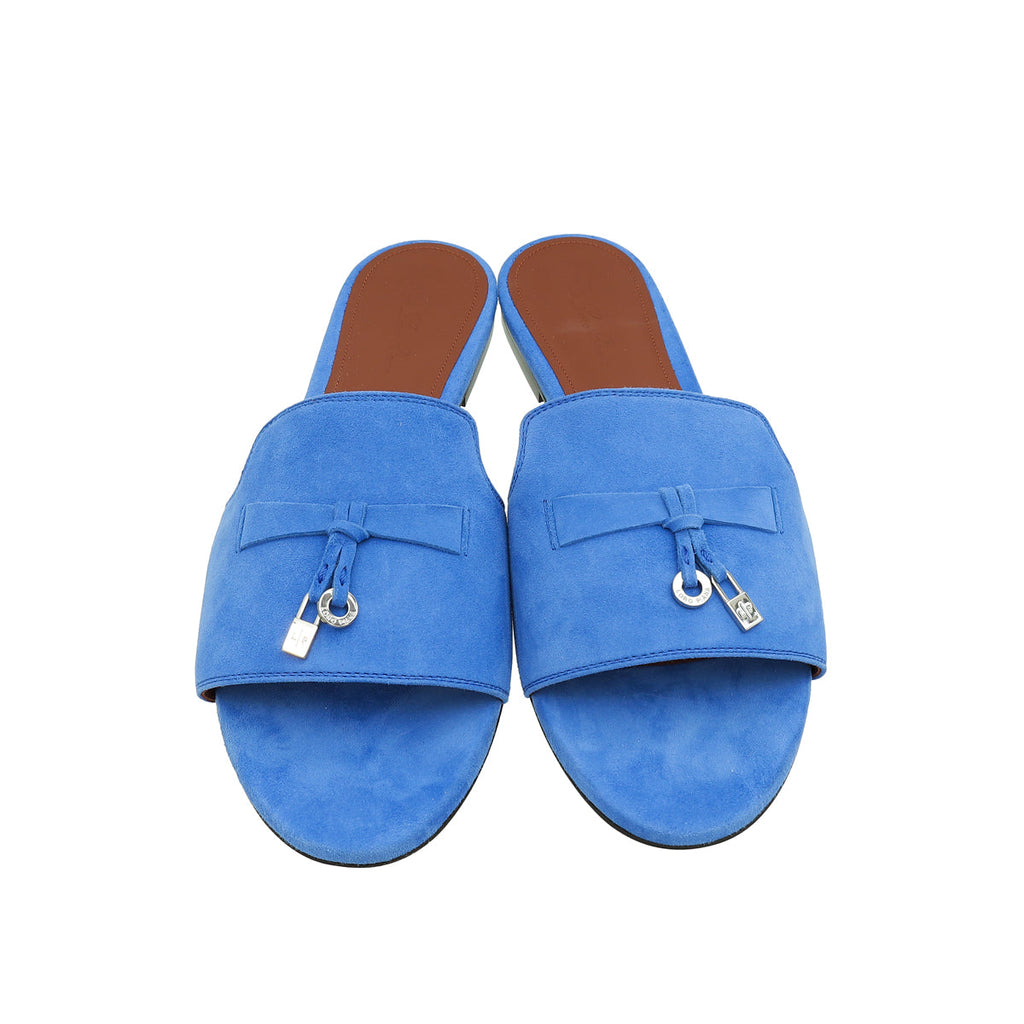 Loro Piana Space Blue Summer Charms Sandal 40