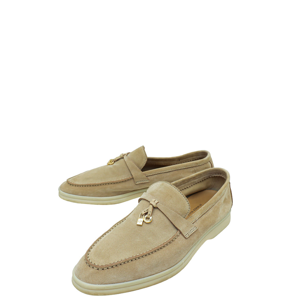 Loro Piana Desert Sand Summer Charm Walk Loafers 40