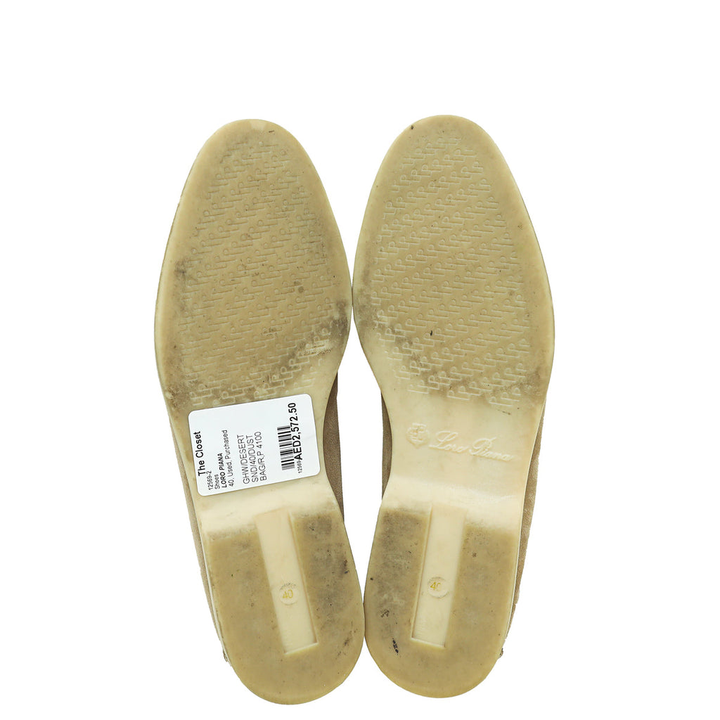 Loro Piana Desert Sand Summer Charm Walk Loafers 40