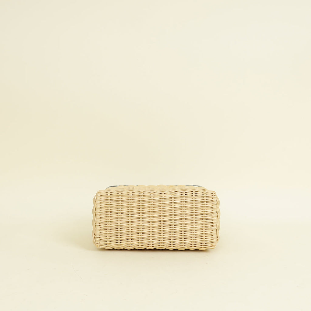 Loro Piana Bicolor Extra Pocket L19 Alligator Wicker Pouch