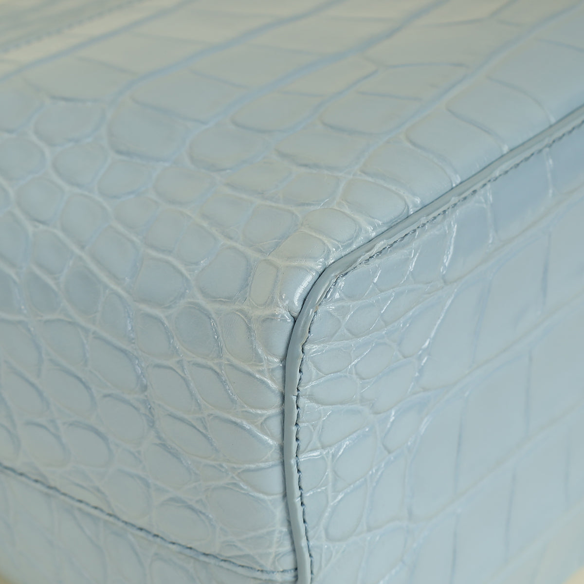 Loro Piana Blue Celadon Extra Pocket L27 Soft Shiny Alligator Bag