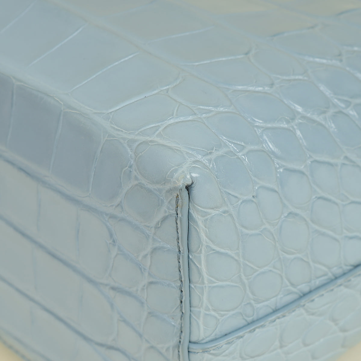 Loro Piana Blue Celadon Extra Pocket L27 Soft Shiny Alligator Bag