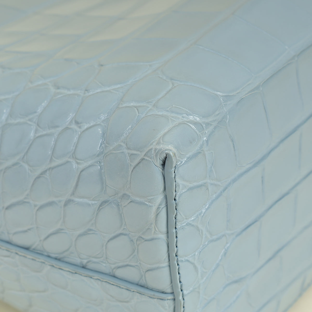 Loro Piana Blue Celadon Extra Pocket L27 Soft Shiny Alligator Bag