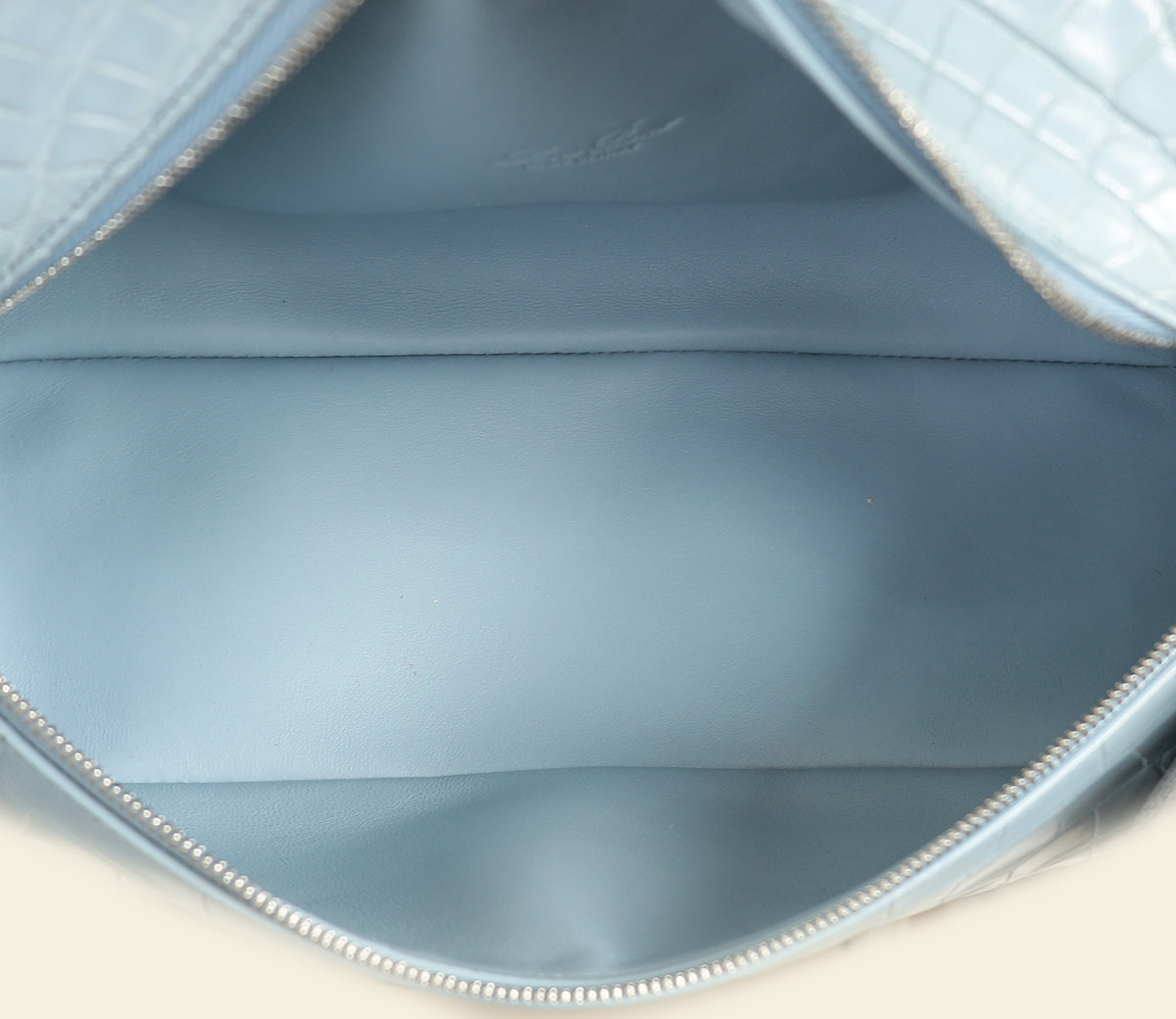 Loro Piana Blue Celadon Extra Pocket L27 Soft Shiny Alligator Bag