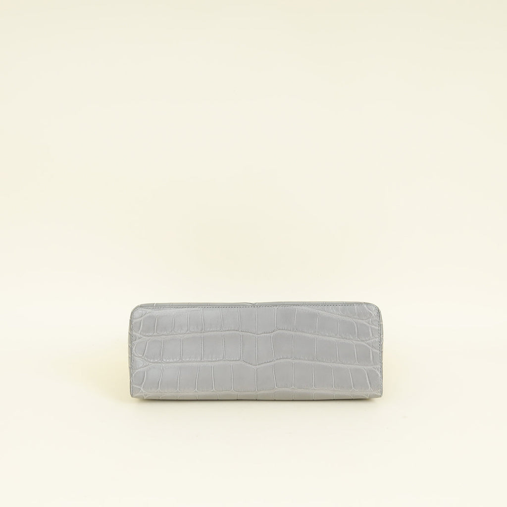 Loro Piana Eucalyptus Gray Extra Pocket L27 Soft Matte Alligator Bag