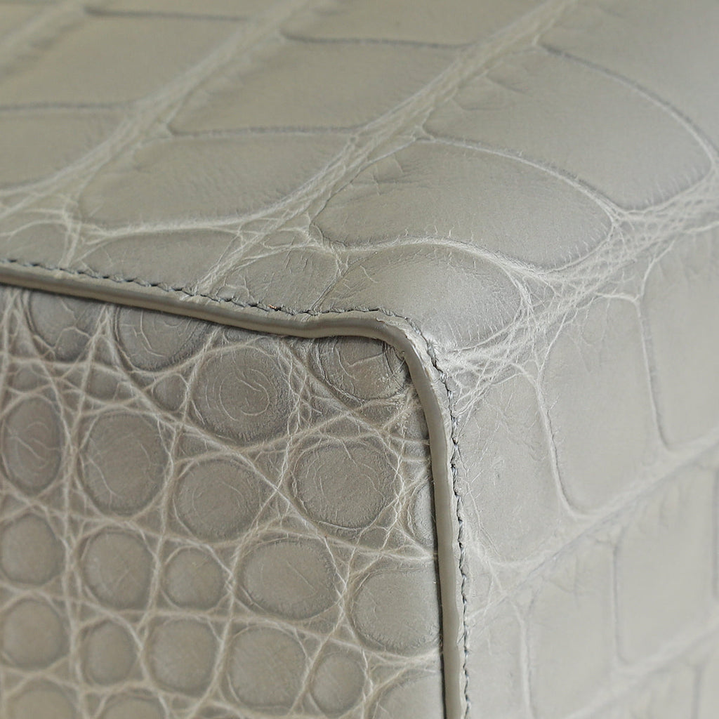 Loro Piana Eucalyptus Gray Extra Pocket L27 Soft Matte Alligator Bag
