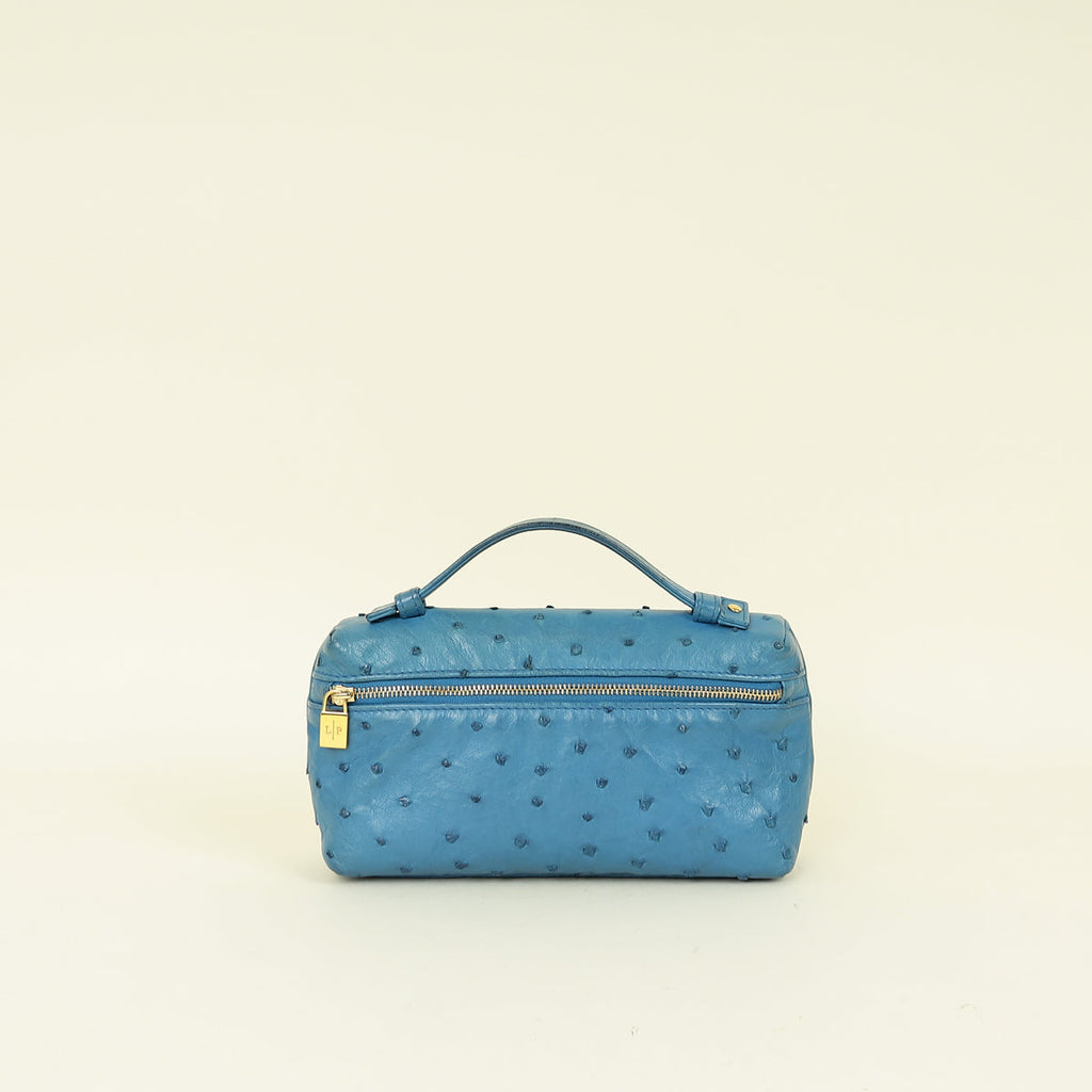 Loro Piana Blue Ostrich L19 Extra Pocket Pouch